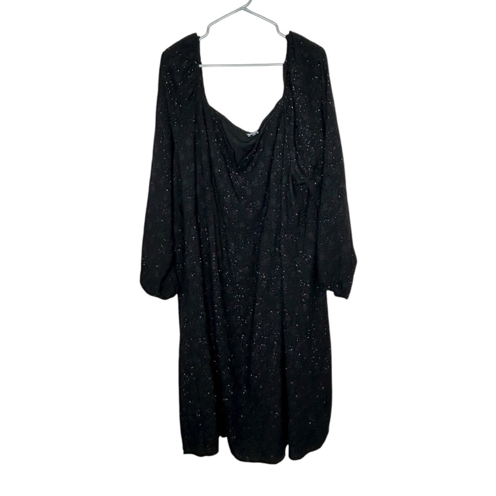 Bloomchic Women’s Glitter Sparkle Knee Length Dress Black Plus Size 26 - Picture 1 of 8